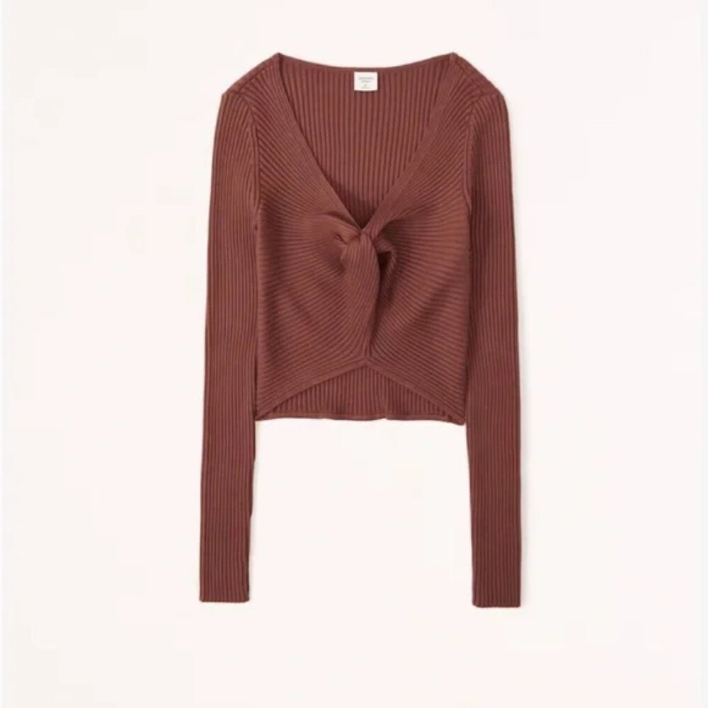 Abercrombie & Fitch V-Neck Sweater in Rust